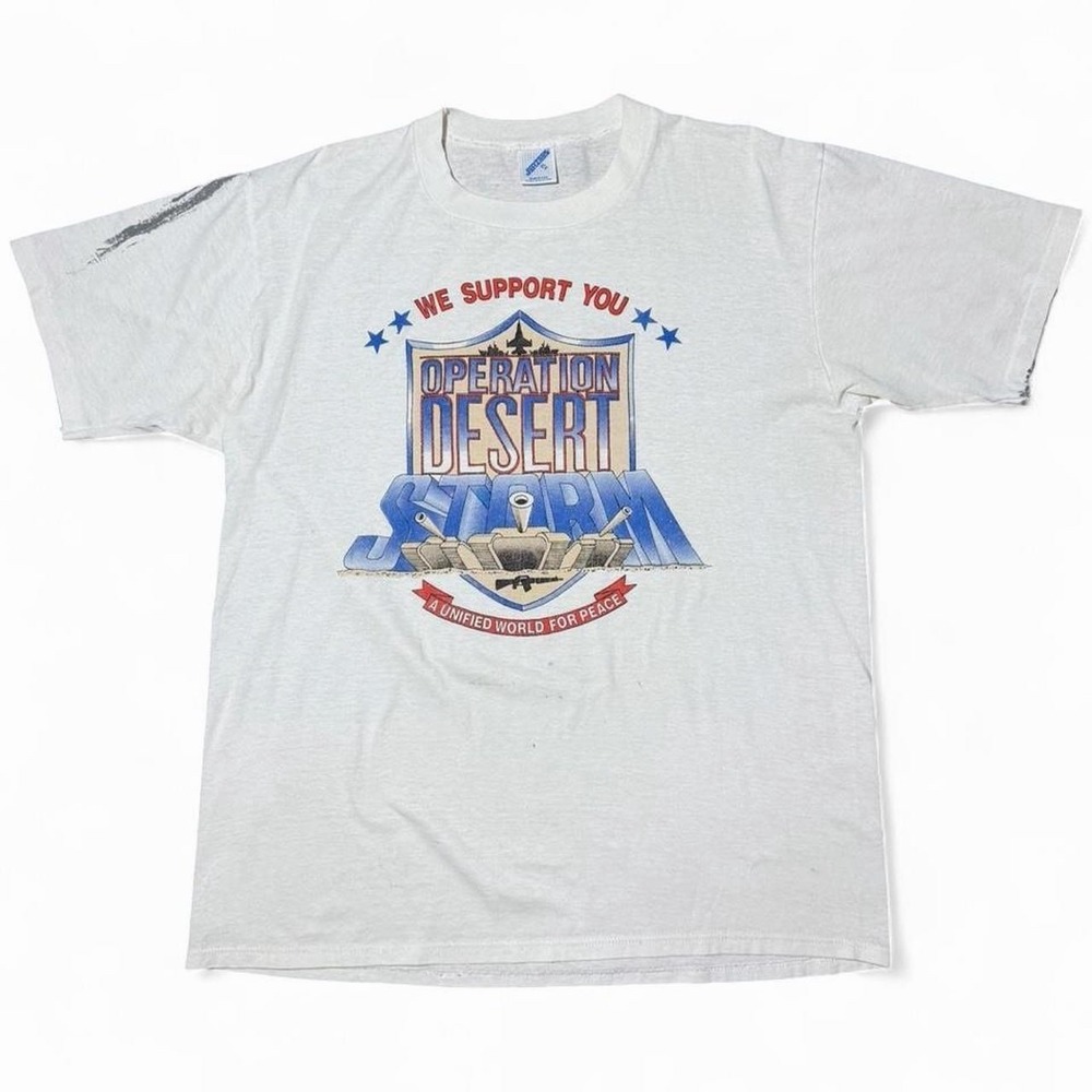 Vintage 80s Operation Desert Storm Military Army Souvenir T-shirt XL Jerzees USA